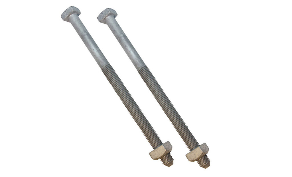 square head machine bolt as used in overhead transmission lines