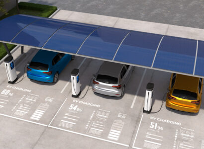 Charging station integrated with solar panels